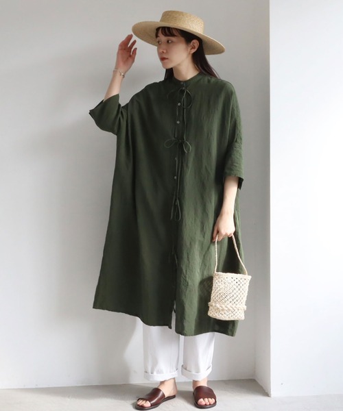yuni(ユニ )の「60/2強撚コットン wide tuck パンツ(スラックス・レディース・ホワイト/ベージュ/グリーン/アイボリー・MEDIUM/SMALL/S/M)」の5枚目の写真