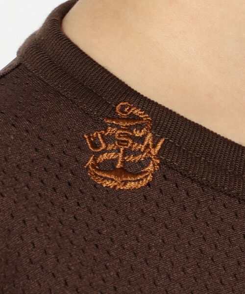 AVIREX（アヴィレックス）の「MESH EMBROIDERY TOPS/ メッシュ刺繍トップス（Tシャツ/カットソー・レディース・ブラック/パープル/ブラウン・FREE）」の18枚目の写真