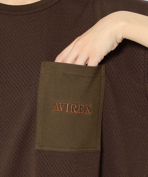 AVIREX（アヴィレックス）の「MESH EMBROIDERY TOPS/ メッシュ刺繍トップス（Tシャツ/カットソー・レディース・ブラック/パープル/ブラウン・FREE）」の21枚目の写真