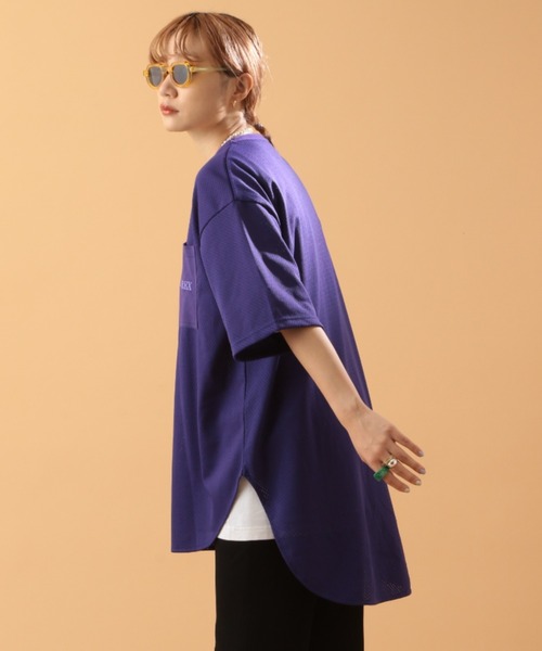 AVIREX（アヴィレックス）の「MESH EMBROIDERY TOPS/ メッシュ刺繍トップス（Tシャツ/カットソー・レディース・ブラック/パープル/ブラウン・FREE）」の14枚目の写真