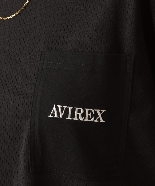 AVIREX（アヴィレックス）の「MESH EMBROIDERY TOPS/ メッシュ刺繍トップス（Tシャツ/カットソー・レディース・ブラック/パープル/ブラウン・FREE）」の9枚目の写真