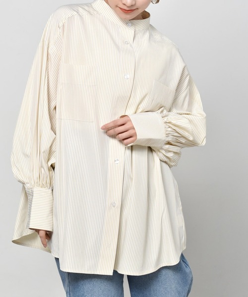 ems excite（エムズエキサイト）の「ストライプシャツ（シャツ/ブラウス・レディース・イエロー/グリーン/ピンク・FREE）」の2枚目の写真