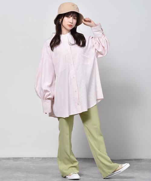 ems excite（エムズエキサイト）の「ストライプシャツ（シャツ/ブラウス・レディース・イエロー/グリーン/ピンク・FREE）」の7枚目の写真