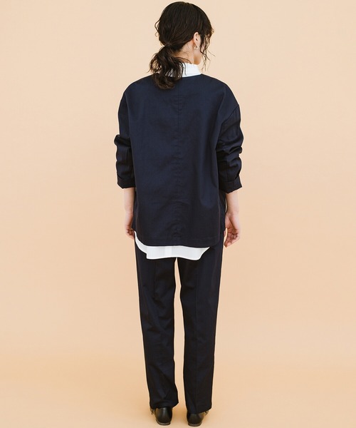 haco!（ハコ）の「かっこつけずにかっこよくなれる！ＰＢＰオーガニックコットン　シンプルジャケット（ユニセックス）（ノーカラージャケット・レディース・ダークネイビー・1/2/3）」の18枚目の写真