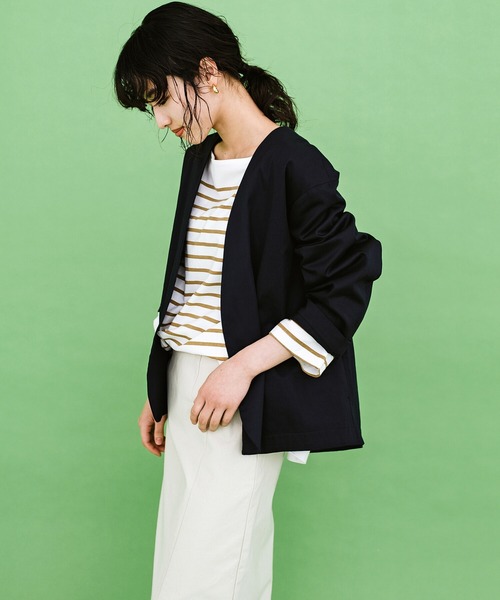 haco!（ハコ）の「かっこつけずにかっこよくなれる！ＰＢＰオーガニックコットン　シンプルジャケット（ユニセックス）（ノーカラージャケット・レディース・ダークネイビー・1/2/3）」の11枚目の写真