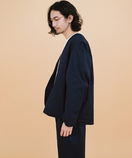 haco!（ハコ）の「かっこつけずにかっこよくなれる！ＰＢＰオーガニックコットン　シンプルジャケット（ユニセックス）（ノーカラージャケット・レディース・ダークネイビー・1/2/3）」の14枚目の写真
