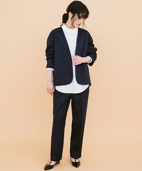 haco!（ハコ）の「かっこつけずにかっこよくなれる！ＰＢＰオーガニックコットン　シンプルジャケット（ユニセックス）（ノーカラージャケット・レディース・ダークネイビー・1/2/3）」の16枚目の写真