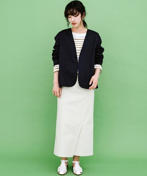 haco!（ハコ）の「かっこつけずにかっこよくなれる！ＰＢＰオーガニックコットン　シンプルジャケット（ユニセックス）（ノーカラージャケット・レディース・ダークネイビー・1/2/3）」の19枚目の写真