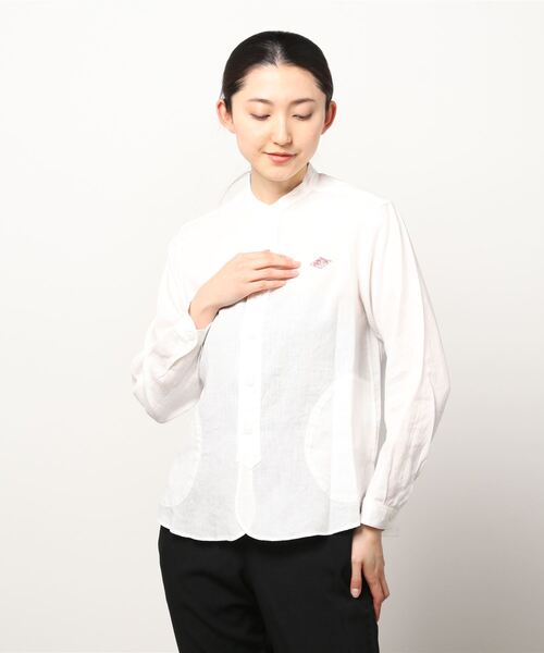 DANTON(ダントン)の「DANTON/ダントン リネン バンドカラーシャツロングスリーブ ソリッド JD-3606KLS(シャツ/ブラウス・レディース・ホワイト/サックスブルー/サックスブルー系1・38/36)」の13枚目の写真