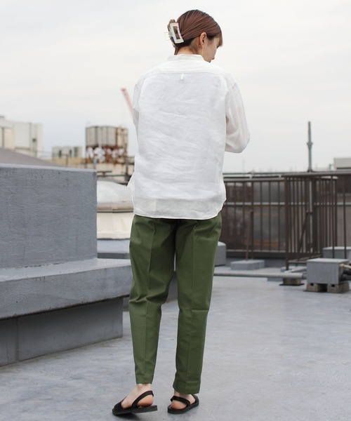 DANTON(ダントン)の「DANTON/ダントン リネン バンドカラーシャツロングスリーブ ソリッド JD-3606KLS(シャツ/ブラウス・レディース・ホワイト/サックスブルー/サックスブルー系1・38/36)」の10枚目の写真