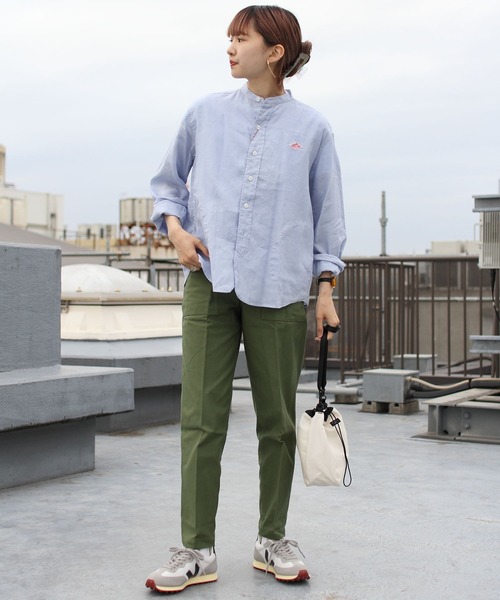 DANTON(ダントン)の「DANTON/ダントン リネン バンドカラーシャツロングスリーブ ソリッド JD-3606KLS(シャツ/ブラウス・レディース・ホワイト/サックスブルー/サックスブルー系1・38/36)」の15枚目の写真