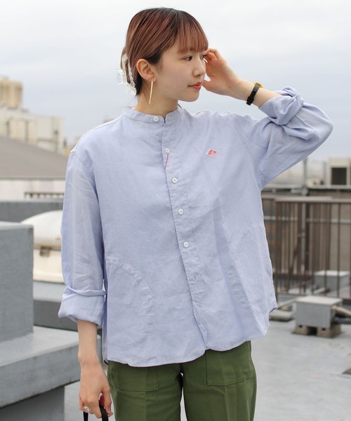 DANTON(ダントン)の「DANTON/ダントン リネン バンドカラーシャツロングスリーブ ソリッド JD-3606KLS(シャツ/ブラウス・レディース・ホワイト/サックスブルー/サックスブルー系1・38/36)」の14枚目の写真