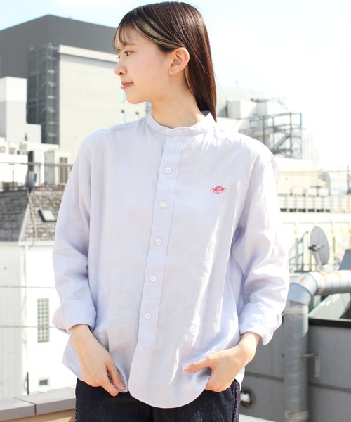 DANTON(ダントン)の「DANTON/ダントン リネン バンドカラーシャツロングスリーブ ソリッド JD-3606KLS(シャツ/ブラウス・レディース・ホワイト/サックスブルー/サックスブルー系1・38/36)」の18枚目の写真