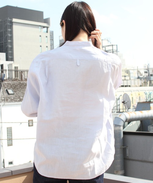 DANTON(ダントン)の「DANTON/ダントン リネン バンドカラーシャツロングスリーブ ソリッド JD-3606KLS(シャツ/ブラウス・レディース・ホワイト/サックスブルー/サックスブルー系1・38/36)」の20枚目の写真