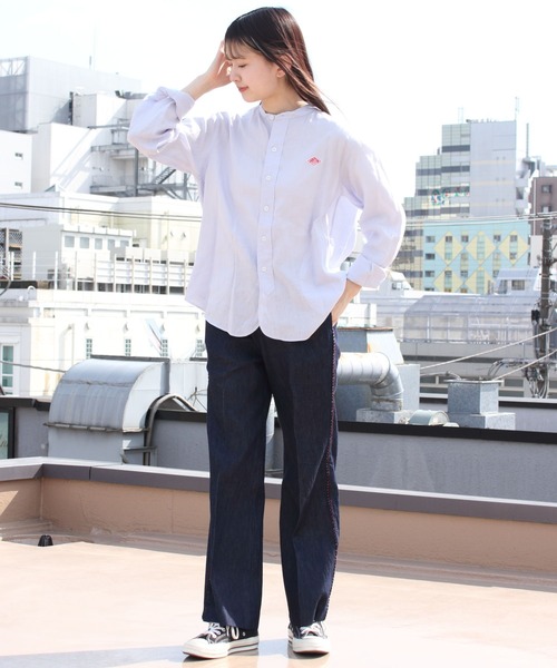 DANTON(ダントン)の「DANTON/ダントン リネン バンドカラーシャツロングスリーブ ソリッド JD-3606KLS(シャツ/ブラウス・レディース・ホワイト/サックスブルー/サックスブルー系1・38/36)」の21枚目の写真