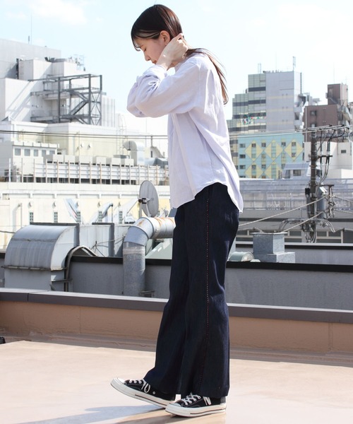 DANTON(ダントン)の「DANTON/ダントン リネン バンドカラーシャツロングスリーブ ソリッド JD-3606KLS(シャツ/ブラウス・レディース・ホワイト/サックスブルー/サックスブルー系1・38/36)」の22枚目の写真