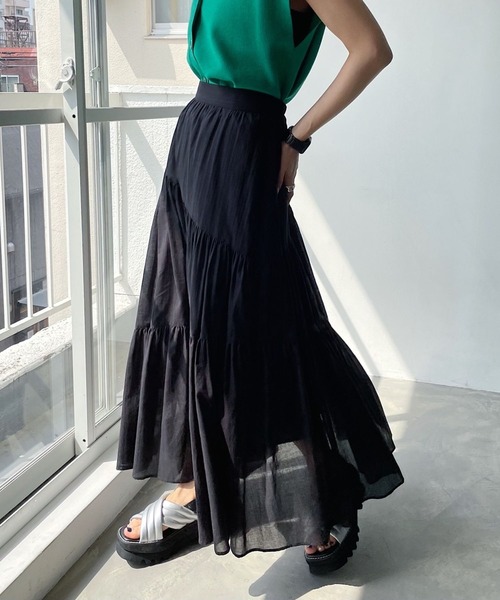 PAGEBOY（ページボーイ）の「綿100％ コットンボイルティアードスカート（スカート・レディース・ブラック/ベージュ/イエロー系その他・FREE）」の8枚目の写真