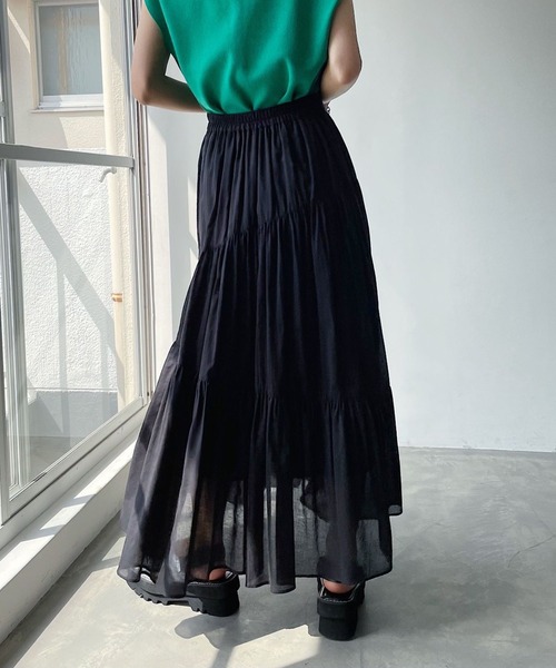 PAGEBOY（ページボーイ）の「綿100％ コットンボイルティアードスカート（スカート・レディース・ブラック/ベージュ/イエロー系その他・FREE）」の11枚目の写真