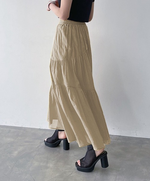 PAGEBOY（ページボーイ）の「綿100％ コットンボイルティアードスカート（スカート・レディース・ブラック/ベージュ/イエロー系その他・FREE）」の16枚目の写真