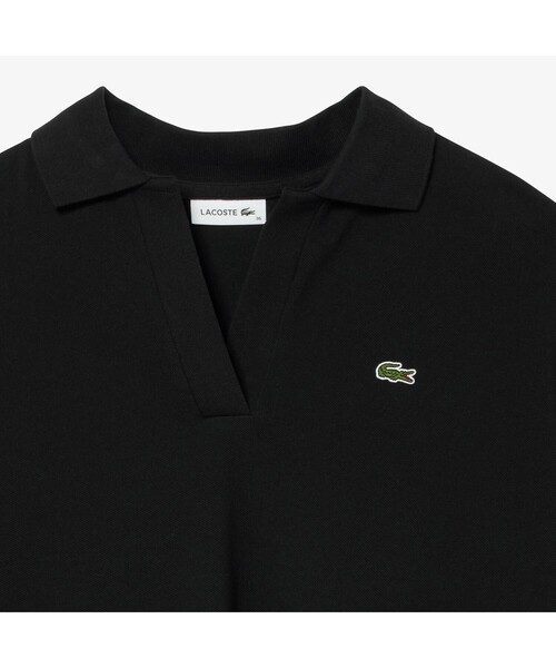 Lacoste スキッパーネック裾リブポロシャツ　黒 LACOSTE（ラコステ）の「スキッパーネック裾リブポロシャツ