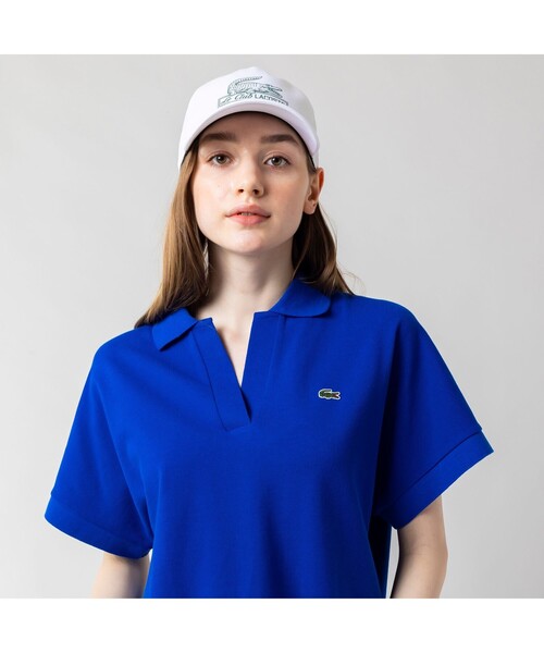 LACOSTE（ラコステ）の「スキッパーネック裾リブポロシャツ（ポロシャツ・レディース・ホワイト/ネイビー/グリーン/ブラック/ロイヤルブルー・40/38/36/34）」の13枚目の写真