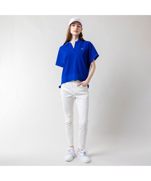 ラコステ LACOSTE スキッパーネック裾リブポロシャツ （グリーン） ラコステ LACOSTE スキッパーネック裾リブポロシャツ （グリーン