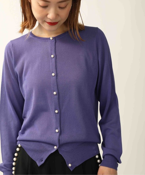 PICCIN（ピッチン）の「接触冷感パールボタンカーディガン（カーディガン/ボレロ・レディース・ブルー/ピンク/ホワイト/パープル/イエロー/ブラック・M）」の4枚目の写真