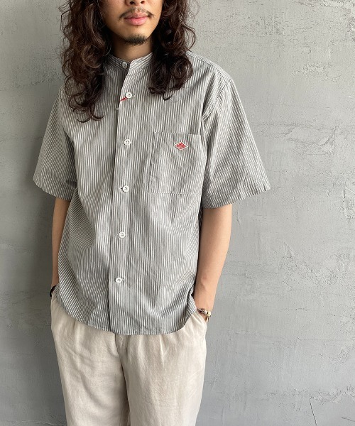 DANTON（ダントン）の「[DANTON/ダントン] バンドカラー コットンリネンストライプシャツ（シャツ/ブラウス・レディース・ネイビー/グレー・40/38/42）」の22枚目の写真