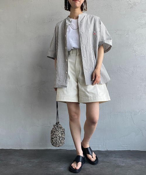 DANTON（ダントン）の「[DANTON/ダントン] バンドカラー コットンリネンストライプシャツ（シャツ/ブラウス・レディース・ネイビー/グレー・40/38/42）」の11枚目の写真