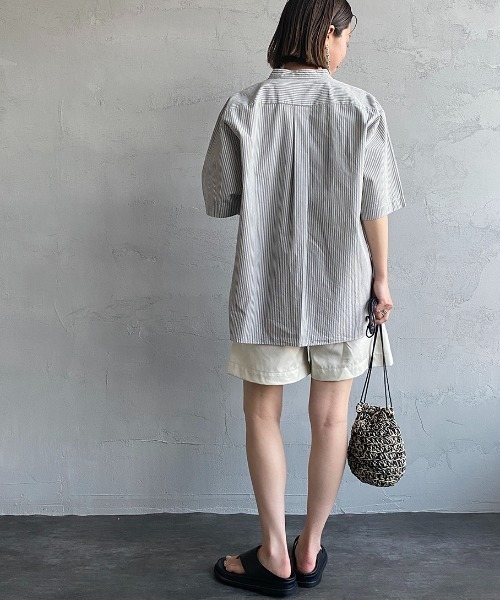 DANTON（ダントン）の「[DANTON/ダントン] バンドカラー コットンリネンストライプシャツ（シャツ/ブラウス・レディース・ネイビー/グレー・40/38/42）」の12枚目の写真