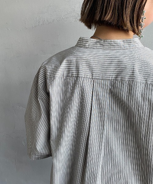 DANTON（ダントン）の「[DANTON/ダントン] バンドカラー コットンリネンストライプシャツ（シャツ/ブラウス・レディース・ネイビー/グレー・40/38/42）」の15枚目の写真