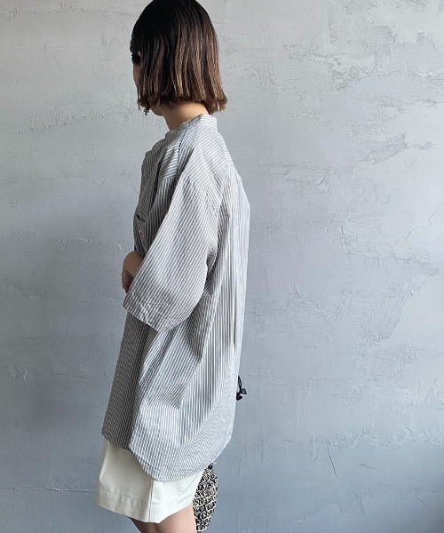 DANTON（ダントン）の「[DANTON/ダントン] バンドカラー コットンリネンストライプシャツ（シャツ/ブラウス・レディース・ネイビー/グレー・40/38/42）」の17枚目の写真