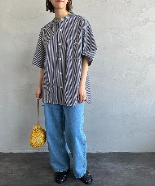 DANTON（ダントン）の「[DANTON/ダントン] バンドカラー コットンリネンストライプシャツ（シャツ/ブラウス・レディース・ネイビー/グレー・40/38/42）」の5枚目の写真