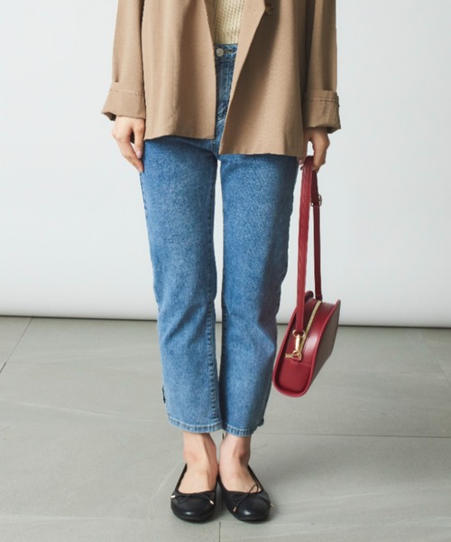 MAISON BREEZE（メゾンブリーズ）の「【MAISON BREEZE】伸縮サイドスリットパンツSCCH91（デニムパンツ・レディース・アイボリー/サックスブルー/ブラック・4/3/5）」の15枚目の写真