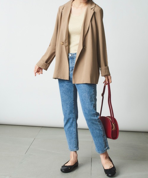 MAISON BREEZE（メゾンブリーズ）の「【MAISON BREEZE】伸縮サイドスリットパンツSCCH91（デニムパンツ・レディース・アイボリー/サックスブルー/ブラック・4/3/5）」の16枚目の写真