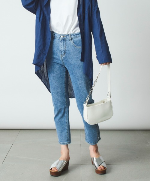 MAISON BREEZE（メゾンブリーズ）の「【MAISON BREEZE】伸縮サイドスリットパンツSCCH91（デニムパンツ・レディース・アイボリー/サックスブルー/ブラック・4/3/5）」の18枚目の写真