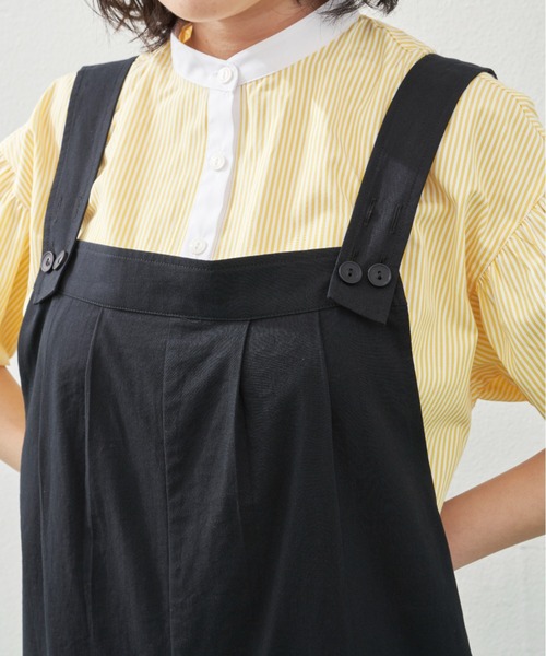 MERLOT(メルロー)の「タックオールインワン(サロペット/オーバーオール・レディース・ピンク/ブラック/ライトグリーン・FREE)」の8枚目の写真