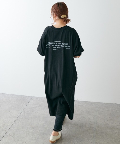 PUAL CE CIN（ピュアルセシン）の「刺繍×プリント2WAYカットソーワンピース（Tシャツ/カットソー・レディース・ブラック/ベージュ/レッド系その他・FREE）」の2枚目の写真