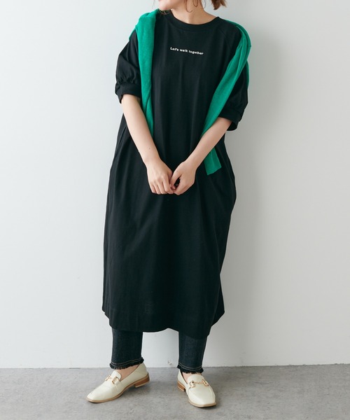 PUAL CE CIN（ピュアルセシン）の「刺繍×プリント2WAYカットソーワンピース（Tシャツ/カットソー・レディース・ブラック/ベージュ/レッド系その他・FREE）」の10枚目の写真