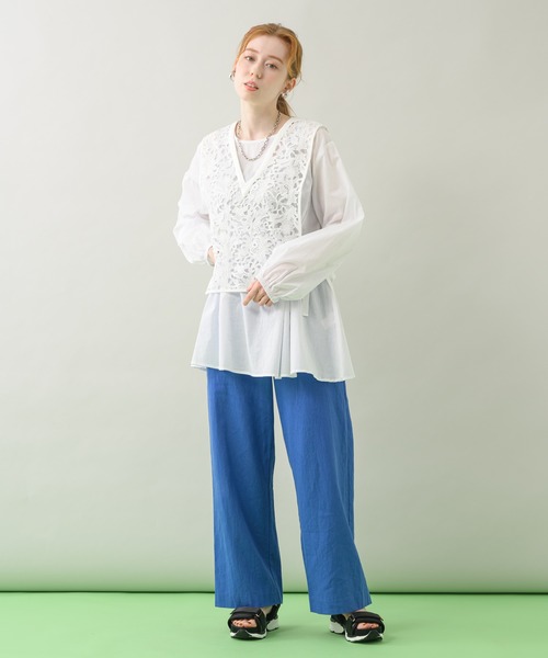 CLOCHE（クロシェ）の「cloche 綿麻カラーパンツ（その他パンツ・レディース・イエロー/ブルー/ピンク・FREE）」の18枚目の写真