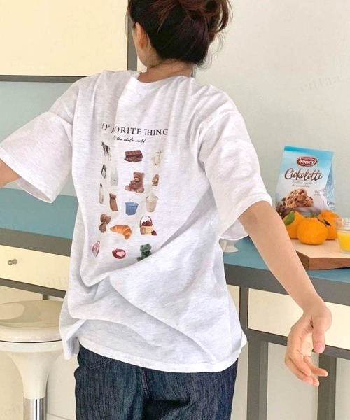 Dalfwin(ダールフィン)の「2022 S/S 春夏 韓国ファッション Tシャツ半袖レディース FAVORITE THINGSTシャツ(Tシャツ/カットソー・レディース・ホワイト/グレー系その他・FREE)」の2枚目の写真
