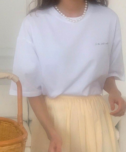 Dalfwin(ダールフィン)の「2022 S/S 春夏 韓国ファッション Tシャツ半袖レディース FAVORITE THINGSTシャツ(Tシャツ/カットソー・レディース・ホワイト/グレー系その他・FREE)」の4枚目の写真