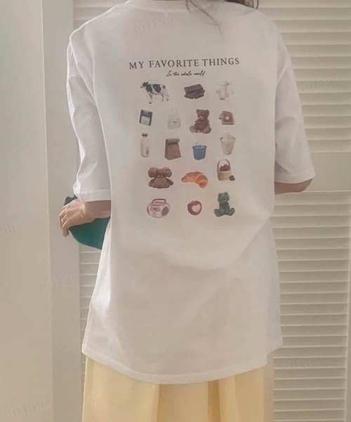 Dalfwin(ダールフィン)の「2022 S/S 春夏 韓国ファッション Tシャツ半袖レディース FAVORITE THINGSTシャツ(Tシャツ/カットソー・レディース・ホワイト/グレー系その他・FREE)」の5枚目の写真