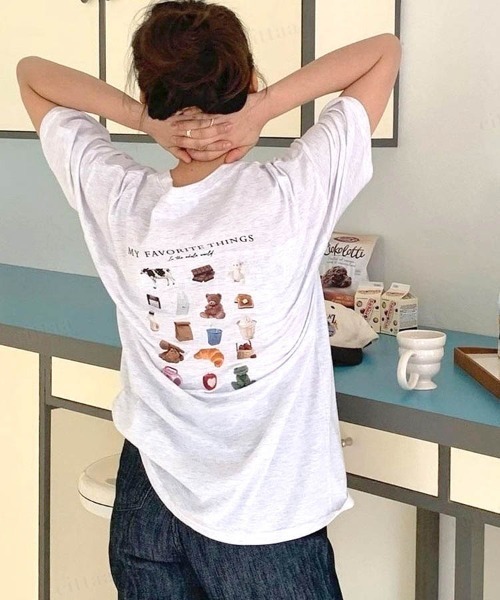 Dalfwin(ダールフィン)の「2022 S/S 春夏 韓国ファッション Tシャツ半袖レディース FAVORITE THINGSTシャツ(Tシャツ/カットソー・レディース・ホワイト/グレー系その他・FREE)」の14枚目の写真