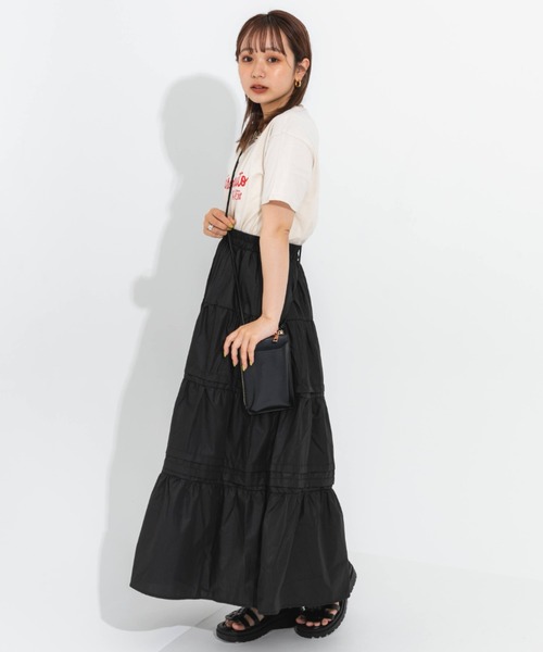 nemne store(ネンネストア)の「ピンタックティアードロングスカート(スカート・レディース・ブラック/オフホワイト・フリー)」の12枚目の写真