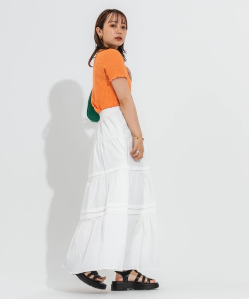 nemne store(ネンネストア)の「ピンタックティアードロングスカート(スカート・レディース・ブラック/オフホワイト・フリー)」の8枚目の写真