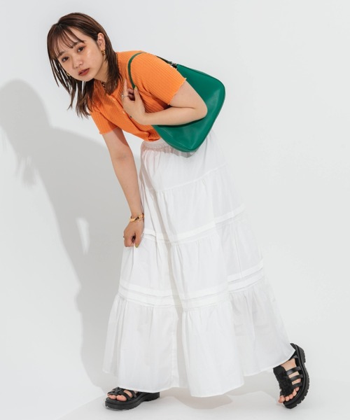 nemne store(ネンネストア)の「ピンタックティアードロングスカート(スカート・レディース・ブラック/オフホワイト・フリー)」の7枚目の写真