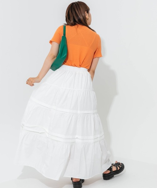 nemne store(ネンネストア)の「ピンタックティアードロングスカート(スカート・レディース・ブラック/オフホワイト・フリー)」の10枚目の写真