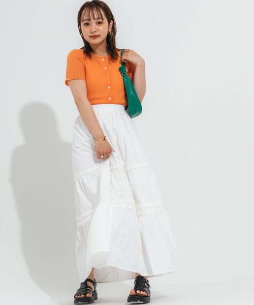nemne store(ネンネストア)の「ピンタックティアードロングスカート(スカート・レディース・ブラック/オフホワイト・フリー)」の14枚目の写真