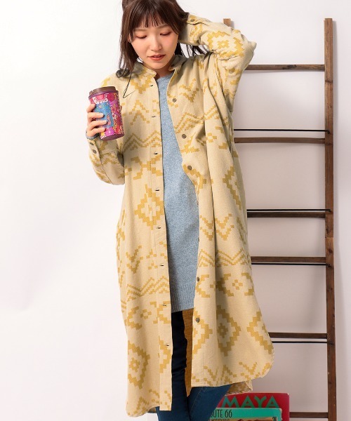 チチカカ（チチカカ）の「ナバホジャカードワンピース（シャツワンピース・レディース・ブラウン/アイボリー/ピンク・FREE）」の2枚目の写真